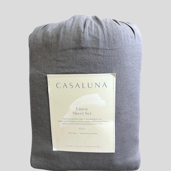 Casaluna Other - Casaluna 100% Washed Linen Solid Sheet Set - FULL